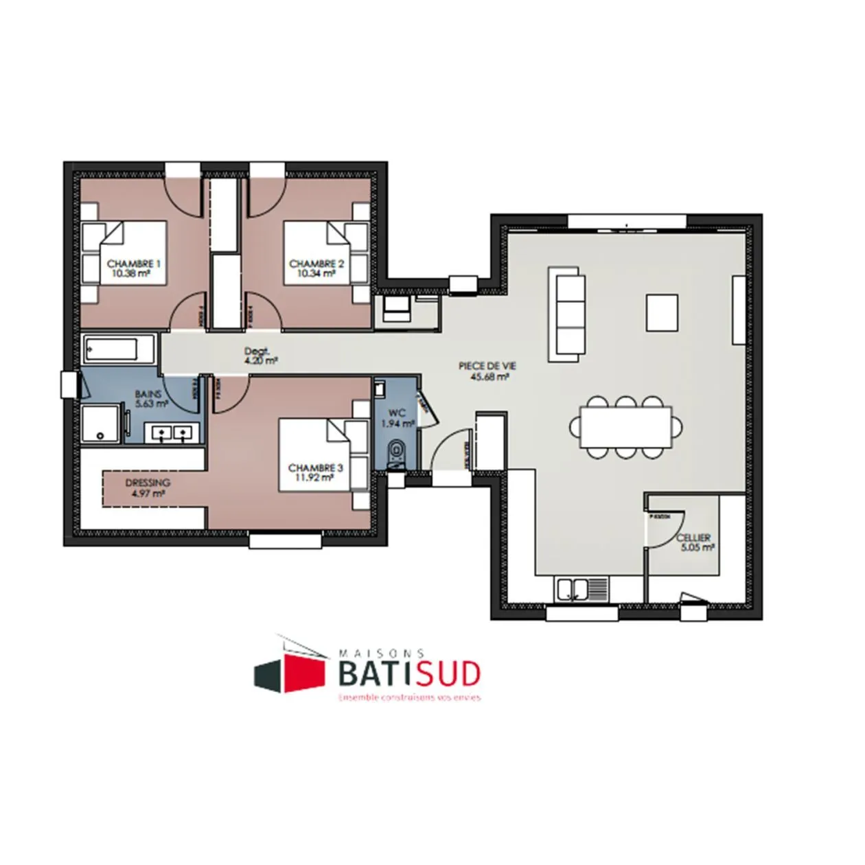 Maison neuve 100 m² à Brach (33480)
