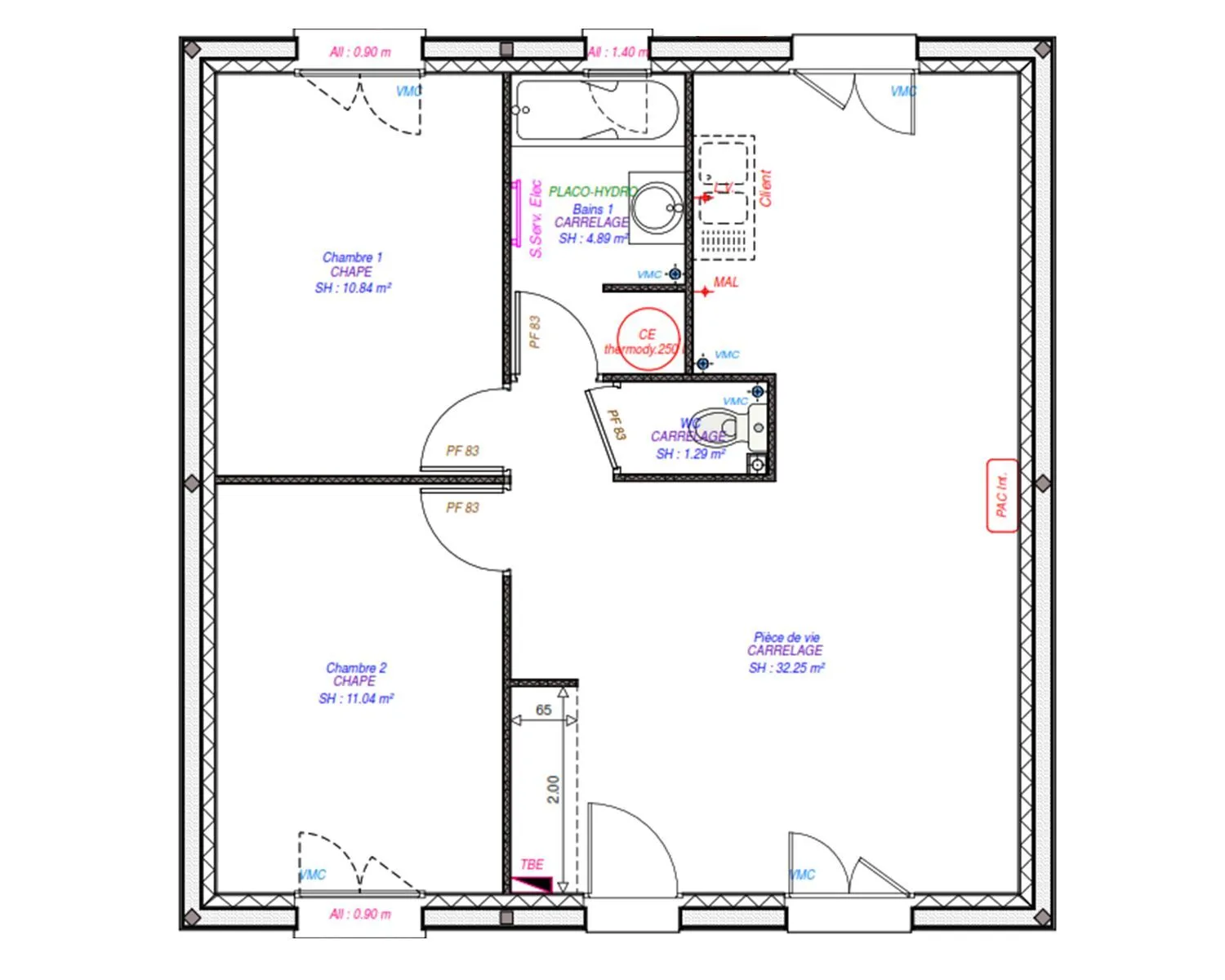 Bruyeres 2ch60 — modèle de maison