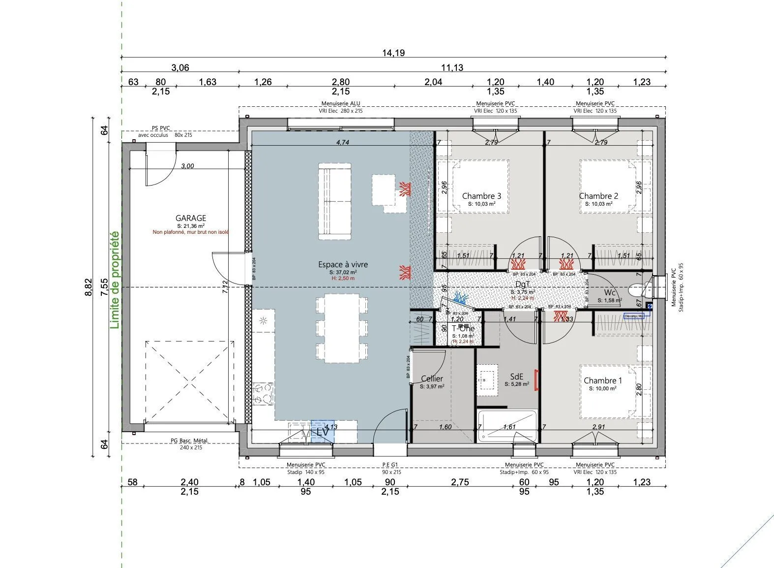 Modulable 3 ches projet Ledent — modèle de maison
