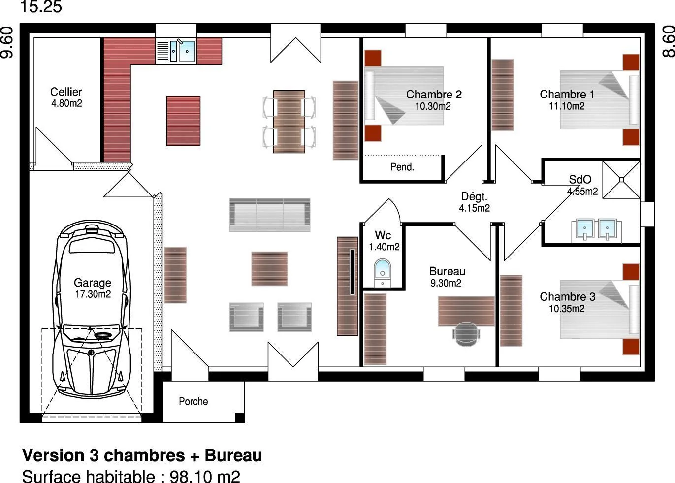 Capucine 3ch98+B — modèle de maison