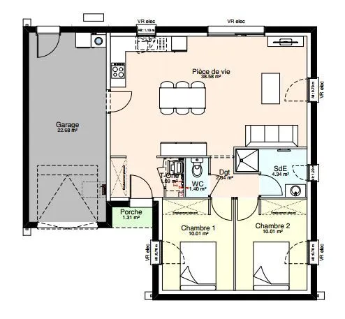 Maison neuve 68 m² à Chasseneuil-du-Poitou (86360)
