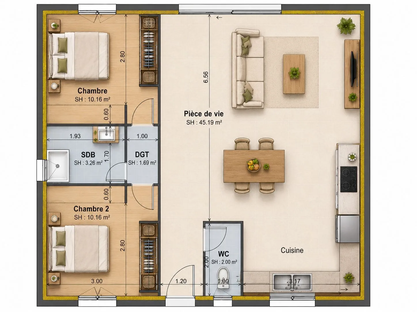 Maison neuve 70 m² à Montpitol (31380)