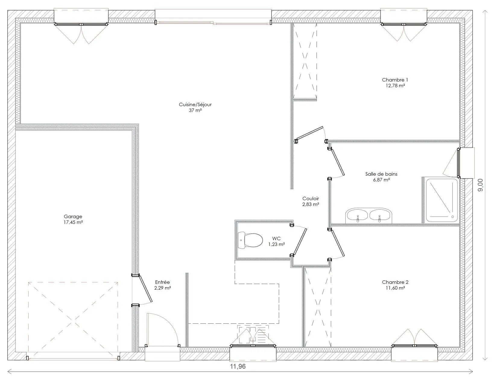 Maison neuve 70 m² à Benon (17170)