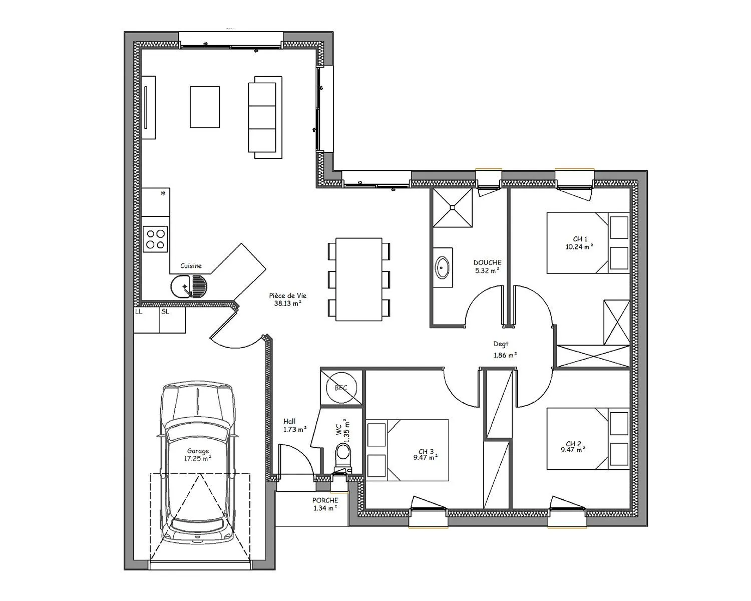 Maison neuve 78 m² à Chauché (85140)