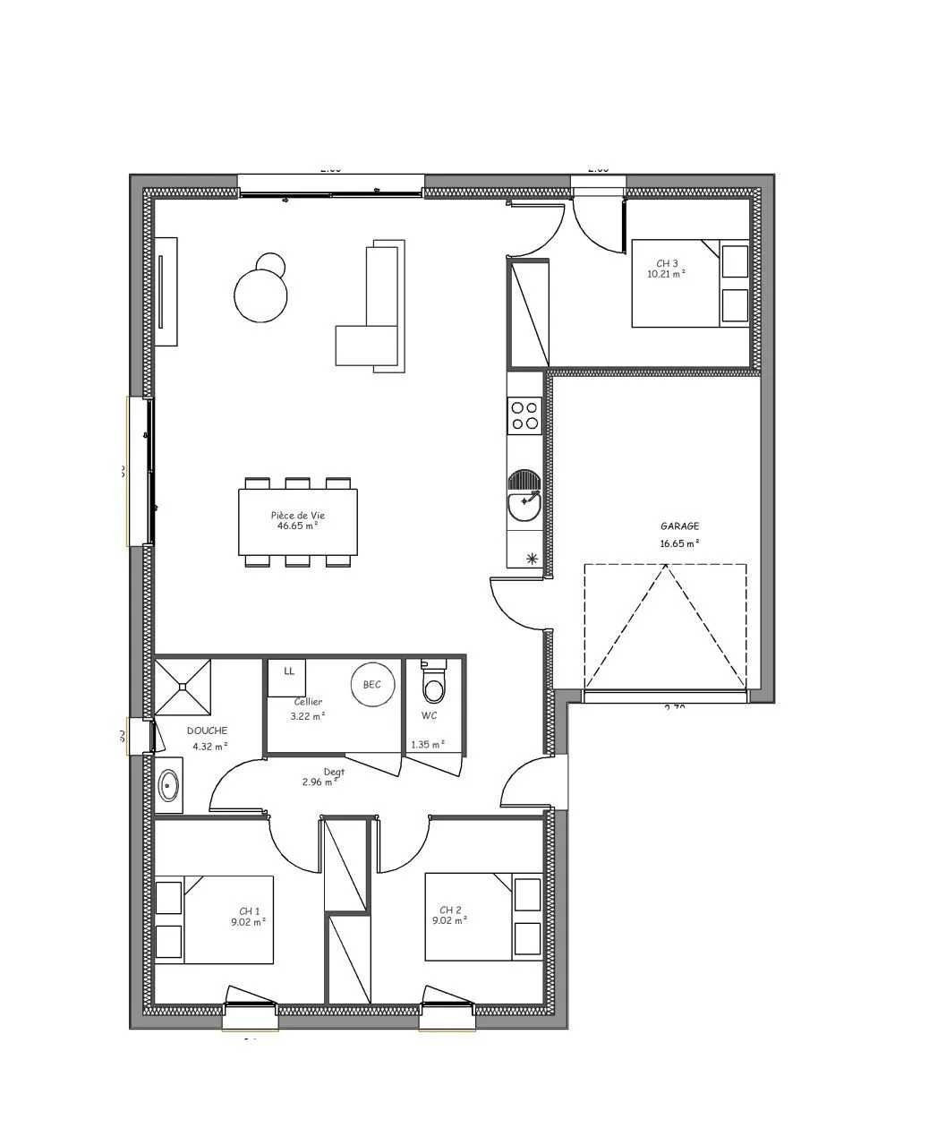 Maison neuve 87 m² à Vairé (85150)
