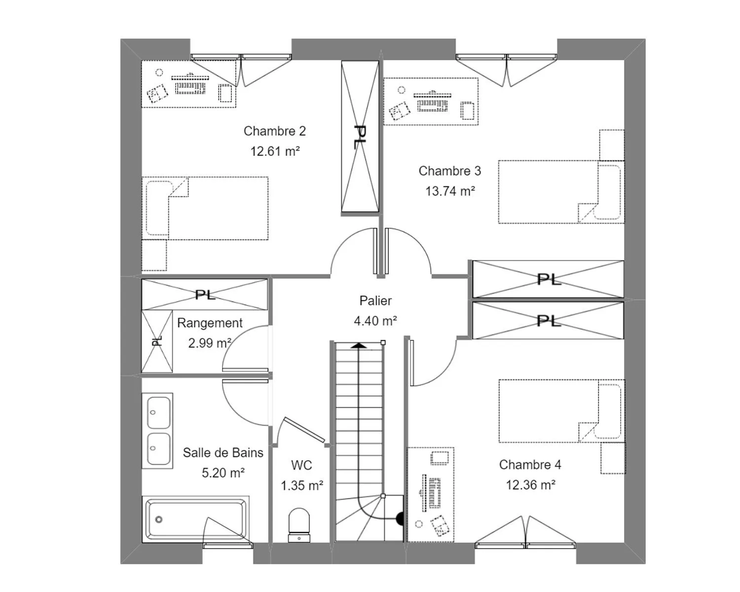 Galet 4ch 117 — modèle de maison