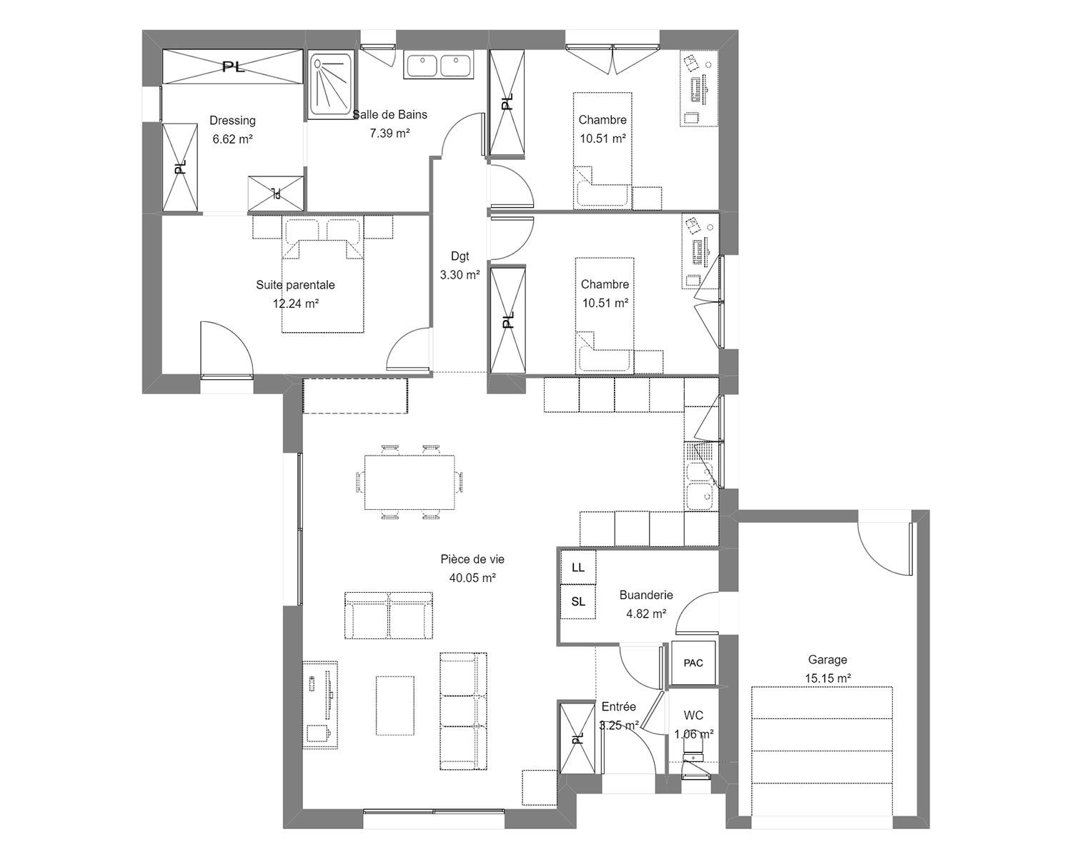 Jamin 3ch 100 — modèle de maison