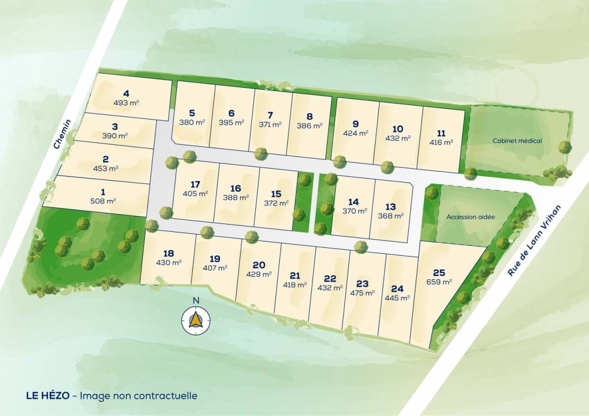 Terrain à bâtir 452 m² au Hézo (56450)
