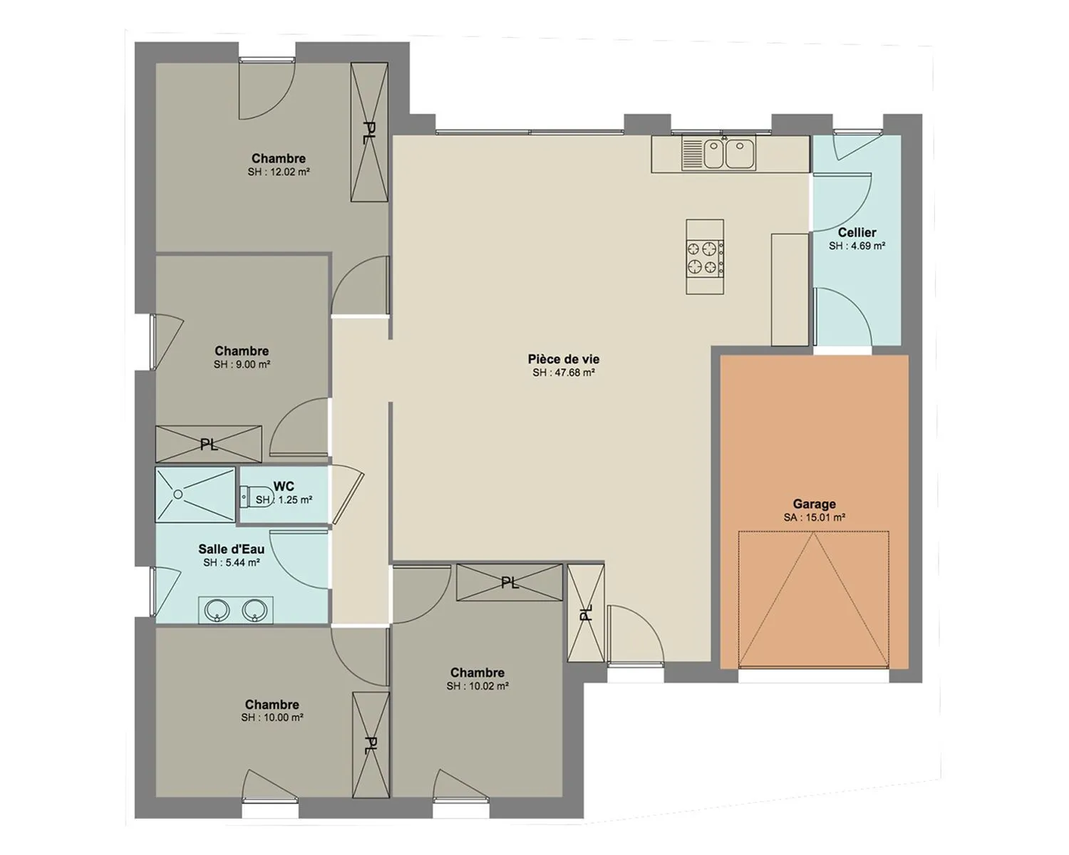 Maison neuve 99 m² à Mazeray (17400)