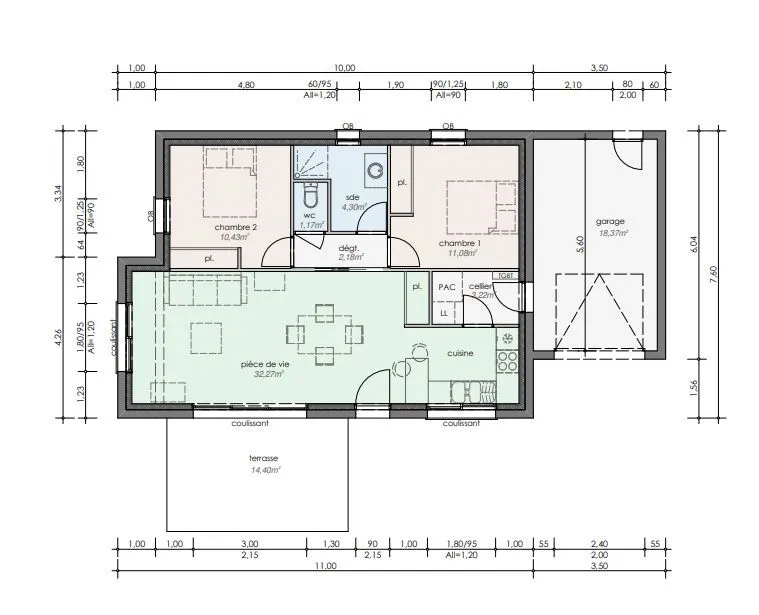 Maison neuve 65 m² à Sainte-Hélène (56700)