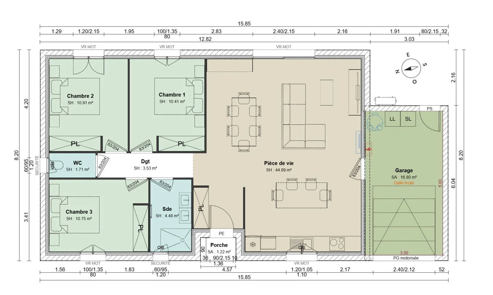 Maison neuve 87 m² à Pisany (17600)