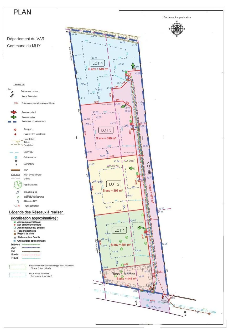 Terrain à bâtir 399 m² au Muy (83490)
