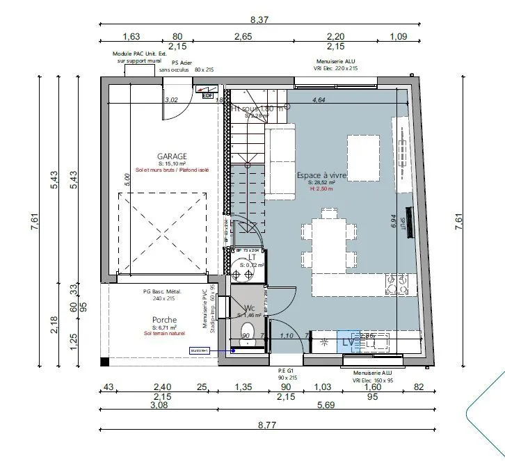 Etage - 82m² - garage — modèle de maison