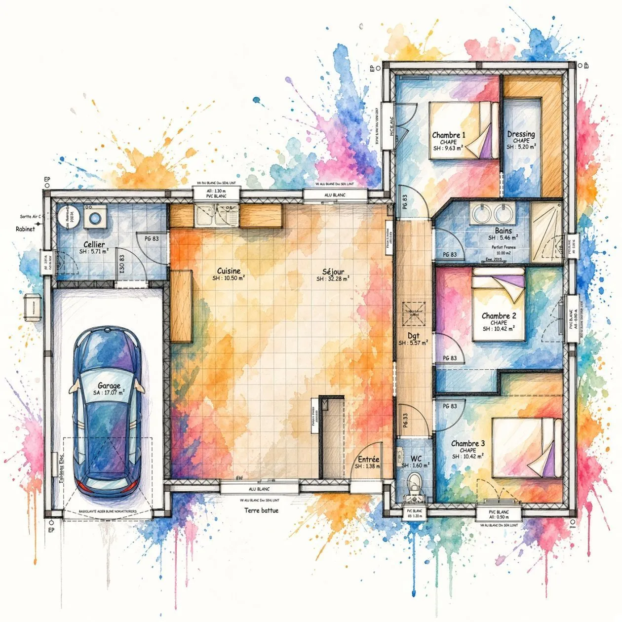 Maison neuve 98 m² à Laizé (71870)