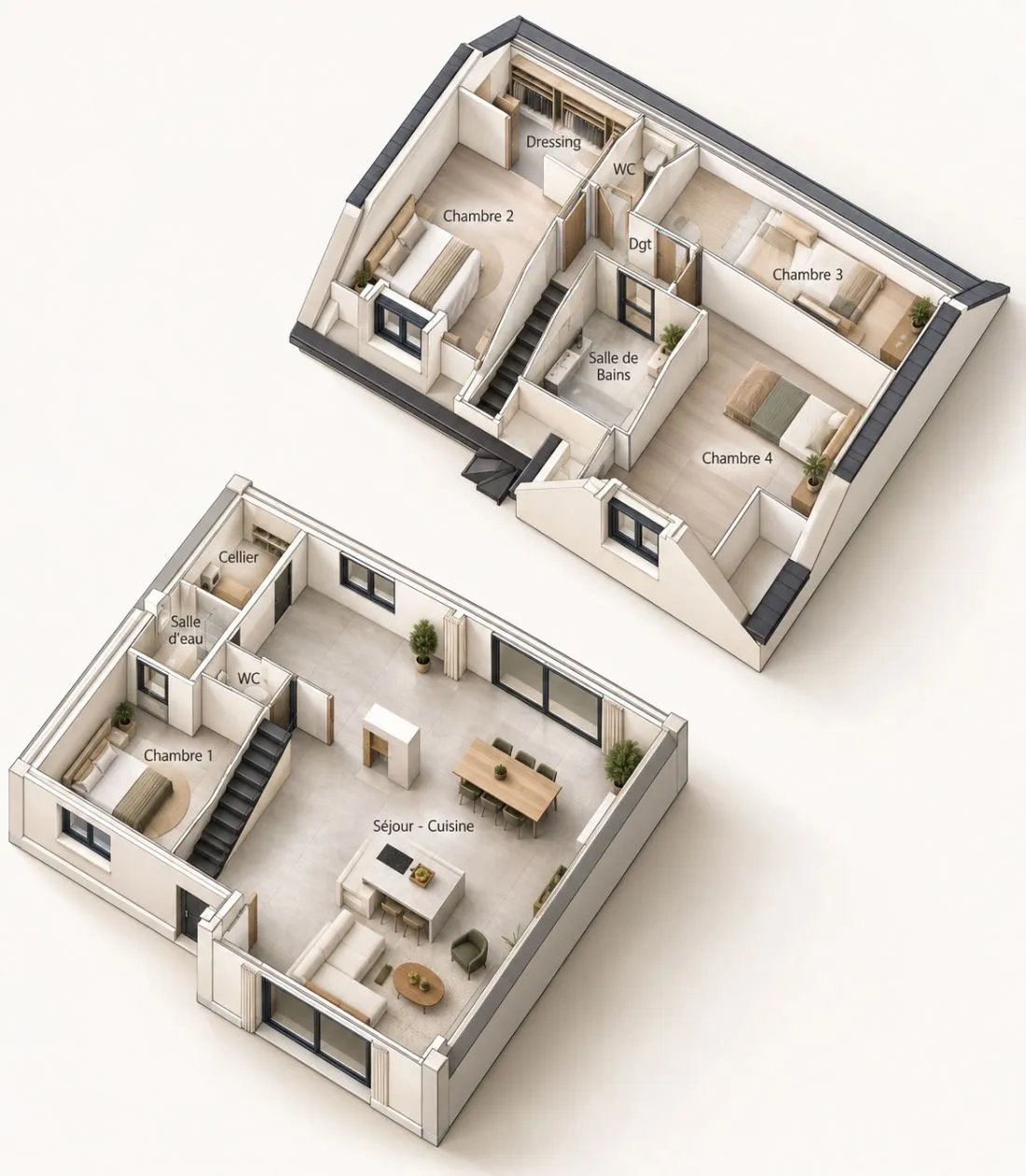 Modèle 2P - 115m2 - R+1 — modèle de maison
