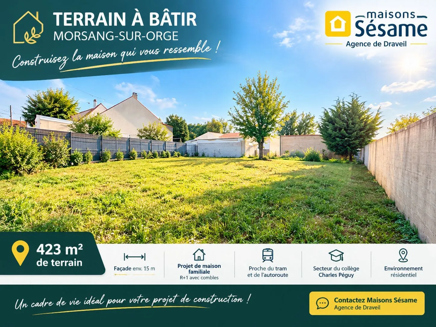 Terrain à bâtir 423 m² à Morsang-sur-Orge (91390)