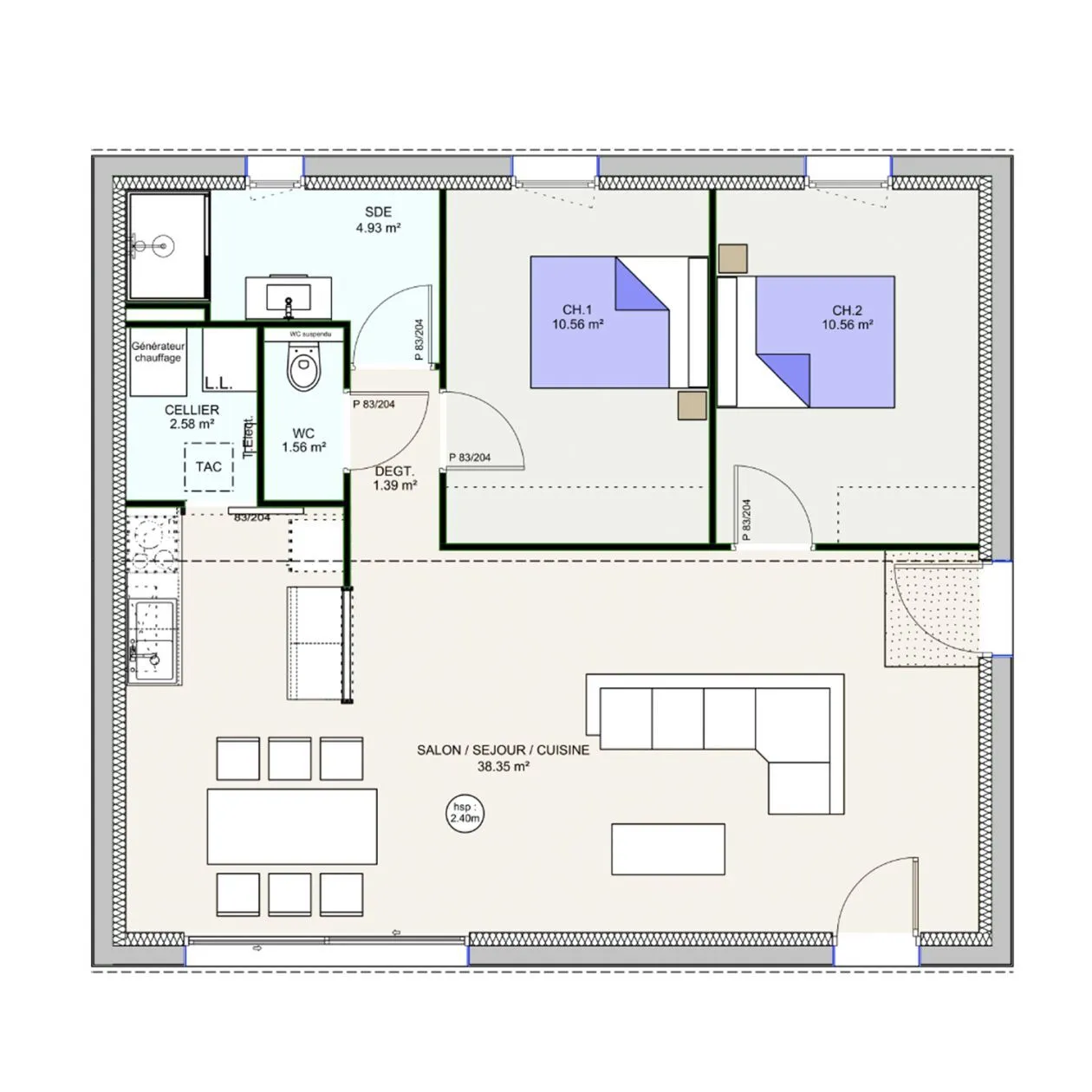 Maison neuve 70 m² à Mons (63310)