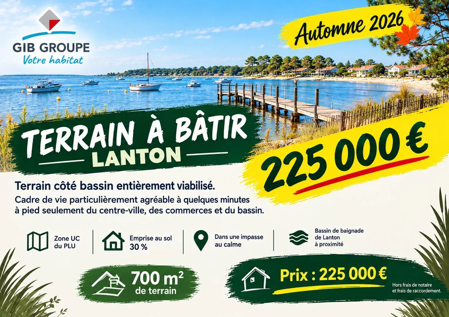 Terrain à bâtir 700 m² à Lanton (33138)