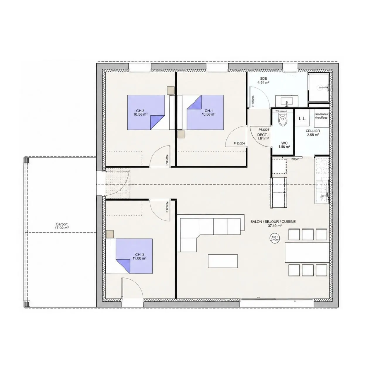 Maison neuve 80 m² à Cresserons (14440)