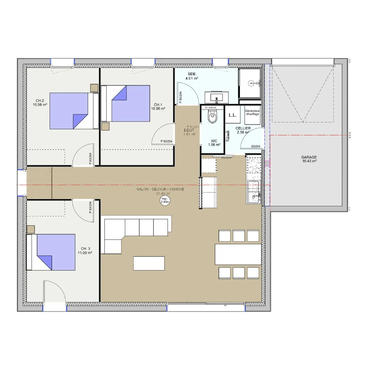 Maison neuve 80 m² à Romagnat (63540)