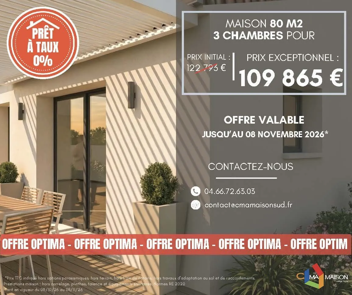 Maison neuve 80 m² à La Calmette (30190)