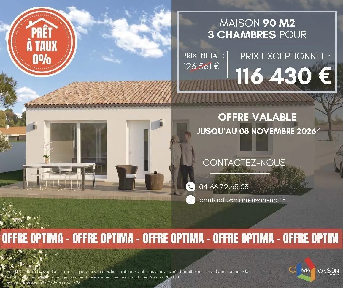 Maison neuve 90 m² à Langlade (30980)