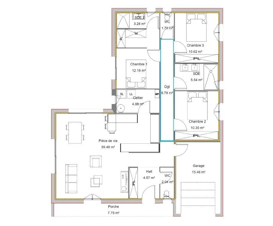 Maison neuve 100 m² à Saint-Vincent-de-Tyrosse (40230)