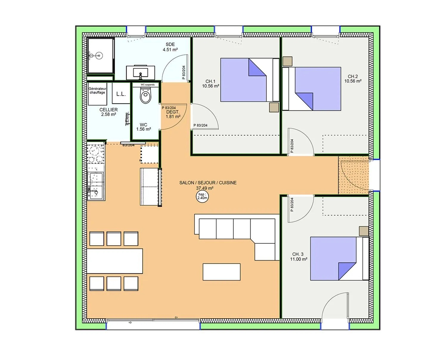 Maison neuve 80 m² à Mézel (63115)