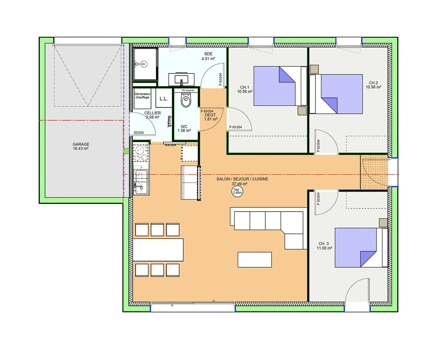 Maison neuve 80 m² à Maisoncelles-la-Jourdan (14500)