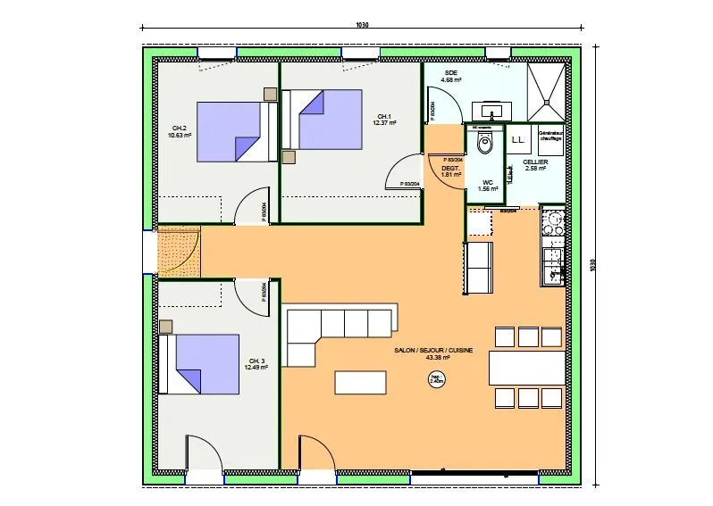 Maison neuve 90 m² à Savigny-Lévescault (86800)