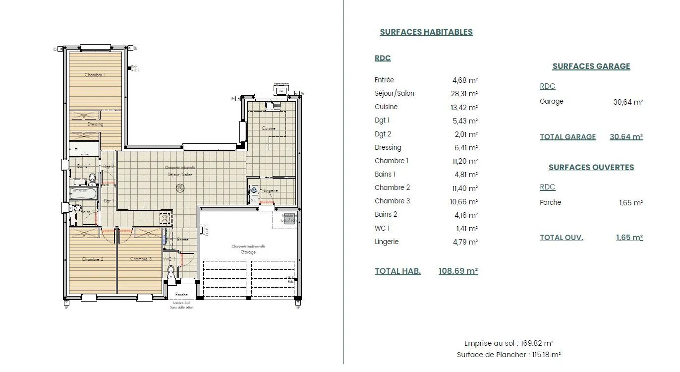 Maison neuve 109 m² à Challans (85300)