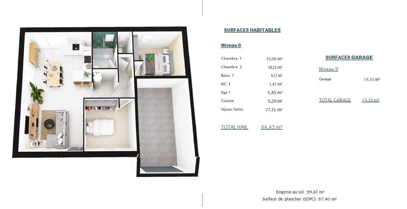 Maison neuve 64 m² à Challans (85300)