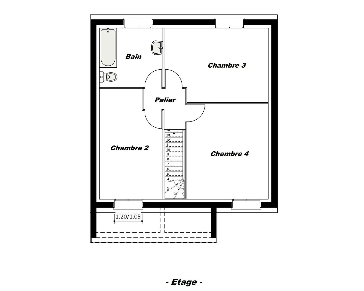 H-Uranus-R+1 100 T6 - Sp — modèle de maison