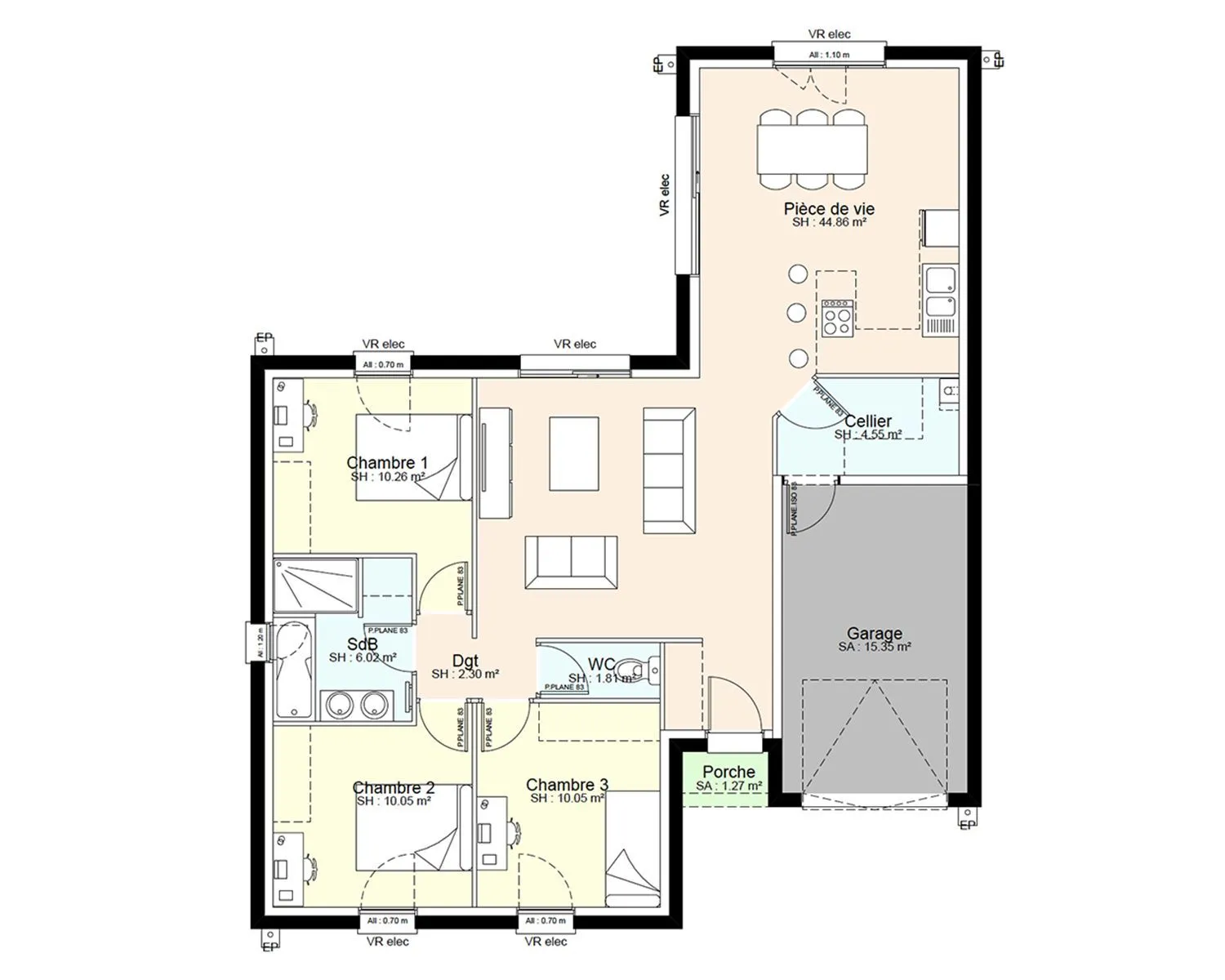 Maison neuve 90 m² à Saint-Christophe-sur-Roc (79220)