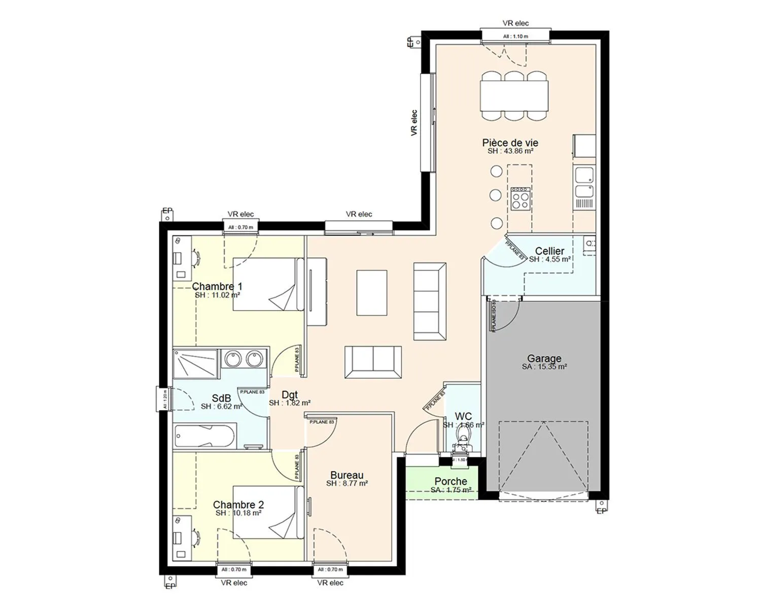 Maison neuve 88 m² à Saint-Pierre-du-Chemin (85120)