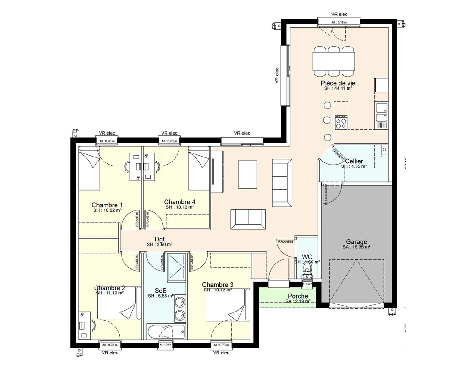 Maison neuve 102 m² à Secondigny (79130)