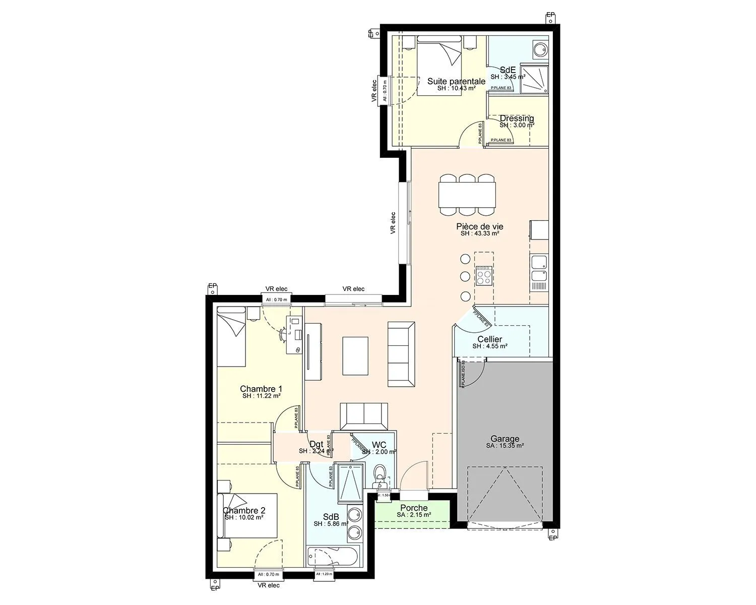 Maison neuve 96 m² à Argenton-l'Église (79290)