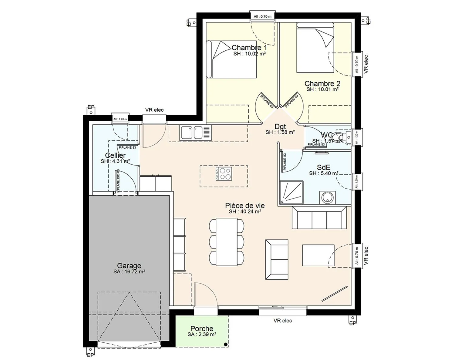 Maison neuve 73 m² à Argenton-l'Église (79290)