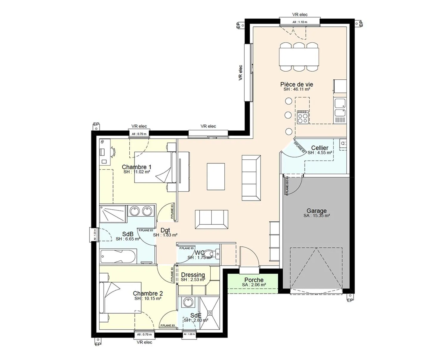 Maison neuve 87 m² à Boismé (79300)