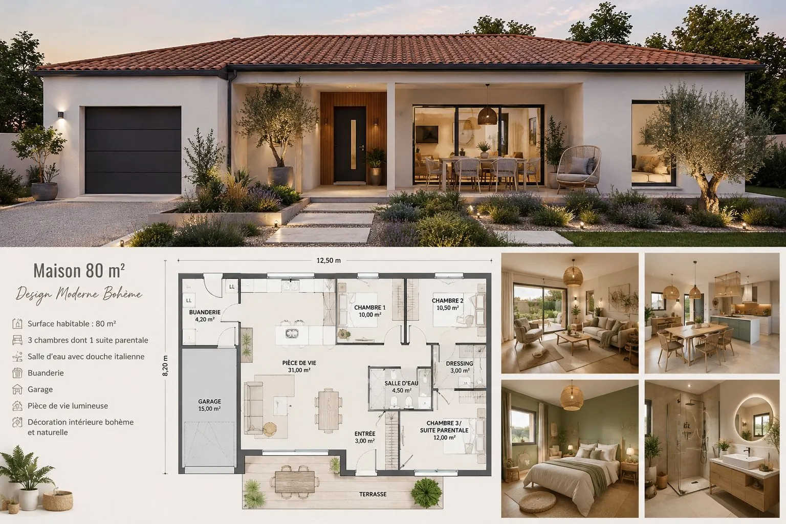 Maison neuve 88 m² à Saint-Jean-de-Liversay (17170)