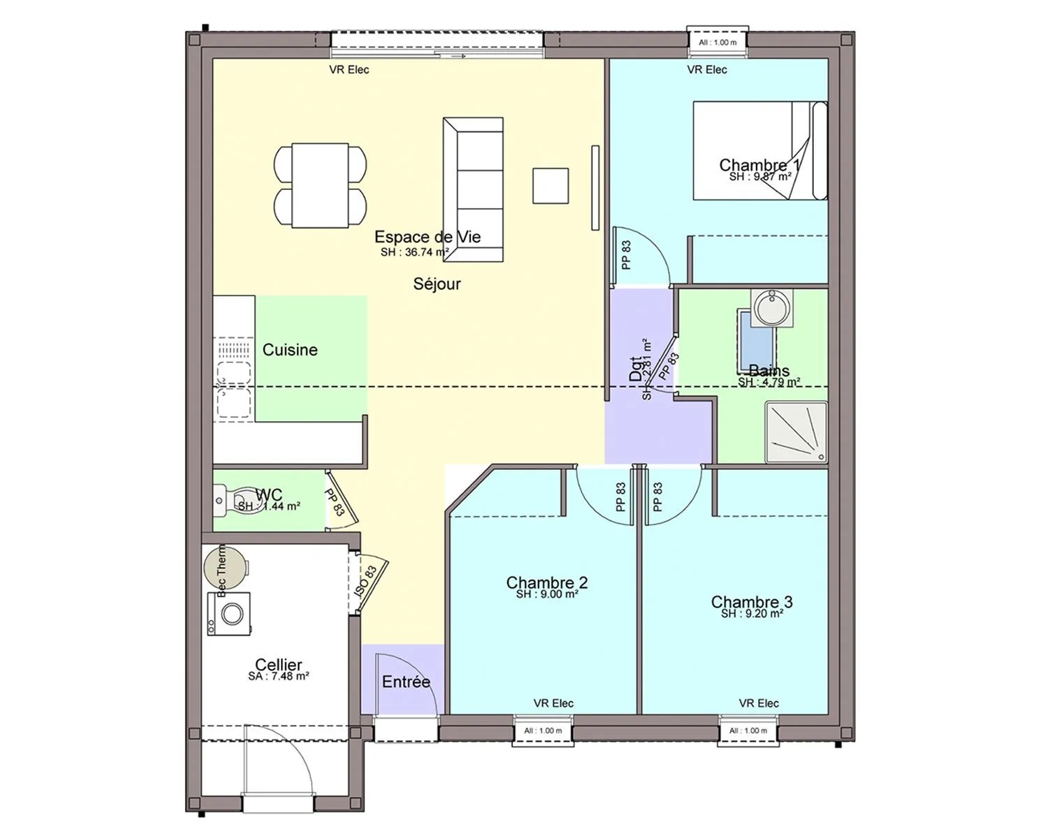 Maison neuve 74 m² à Montbert (44140)