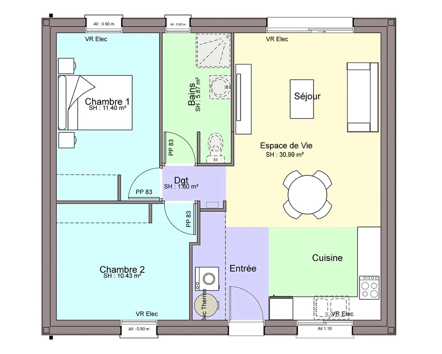 Maison neuve 60 m² à Bouaye (44830)