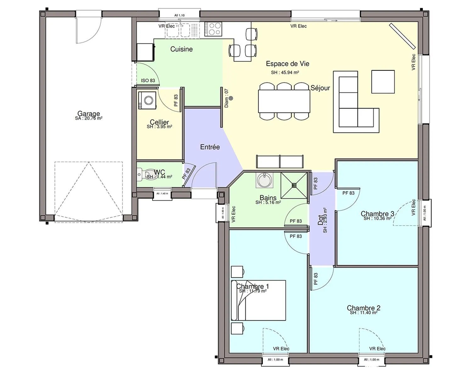 Maison neuve 93 m² à Divatte-sur-Loire (44450)