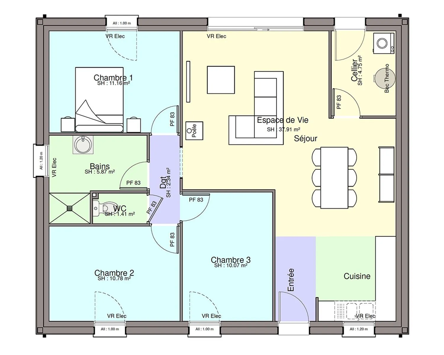 Maison neuve 84 m² à Abbaretz (44170)