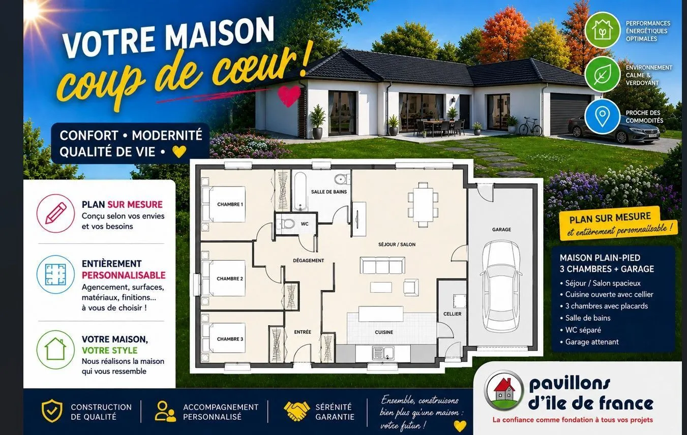 Maison neuve 100 m² à Liverdy-en-Brie (77220)