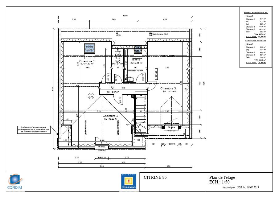 plan etage citrine maisons sesame