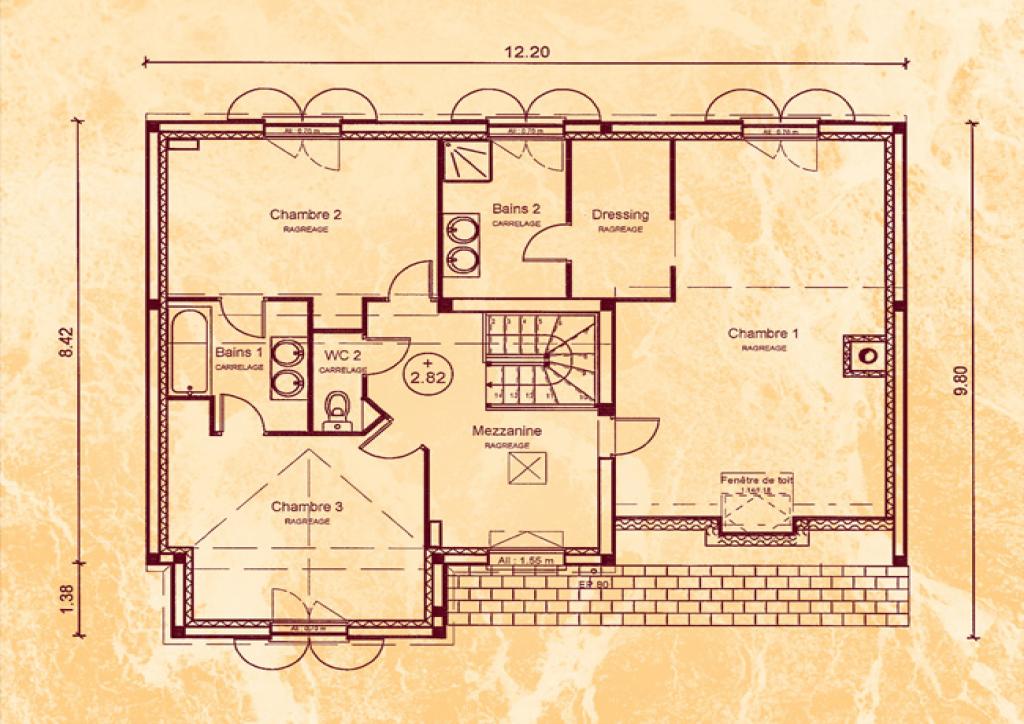 maison avec 3 chambres et 1 bureau